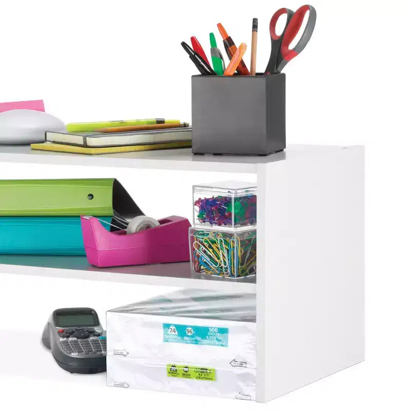 Organisateur de rangement empilable large à 2 étagères de 60 cm - Marron