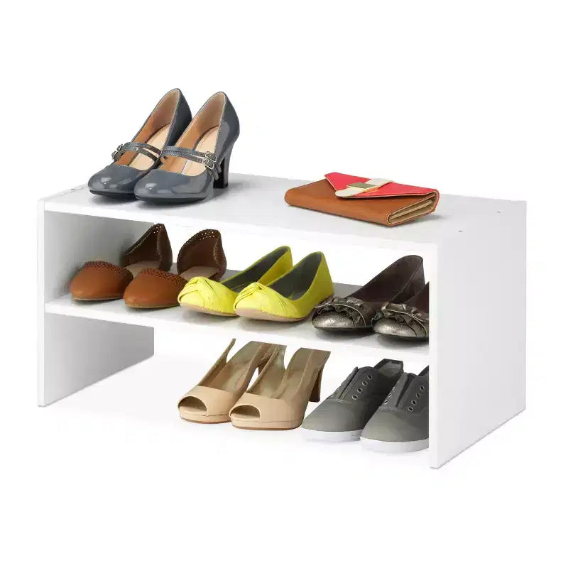 Organisateur de rangement empilable large à 2 étagères de 60 cm - Marron