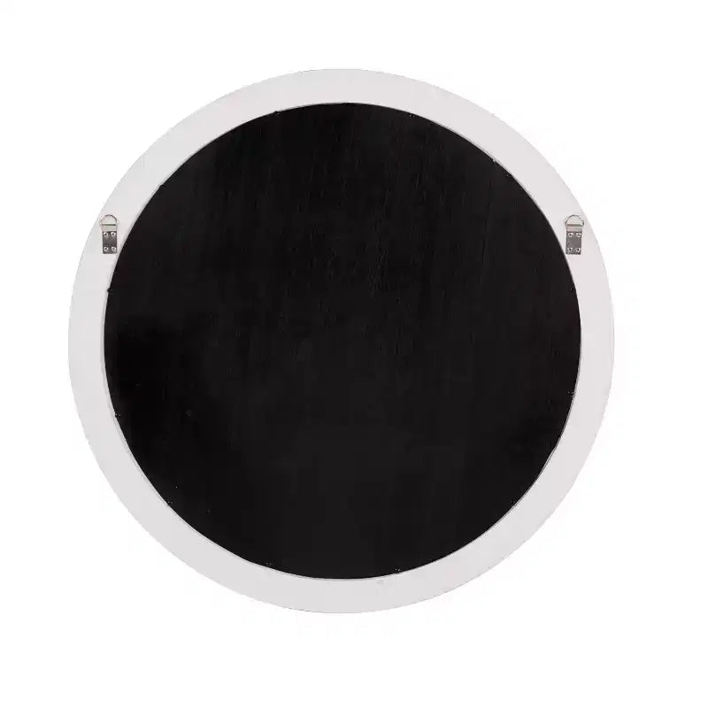 Miroir biseauté rond 36" avec cadre en bois blanc mat