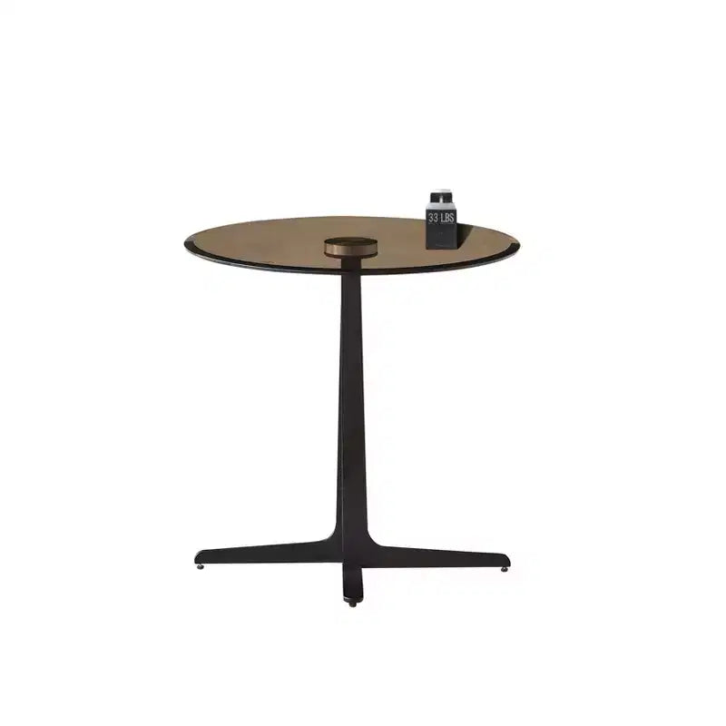 Table d'appoint ronde moderne en métal et verre trempé, diamètre 50 cm