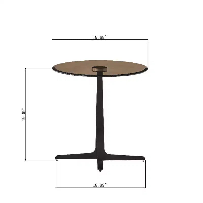 Table d'appoint ronde moderne en métal et verre trempé, diamètre 50 cm
