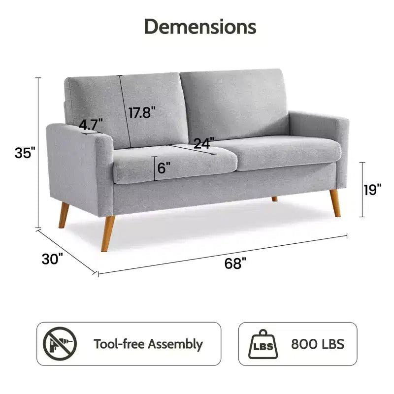Causeuse en velours côtelé de style moderne du milieu du siècle de 173 cm avec coussin à ressorts