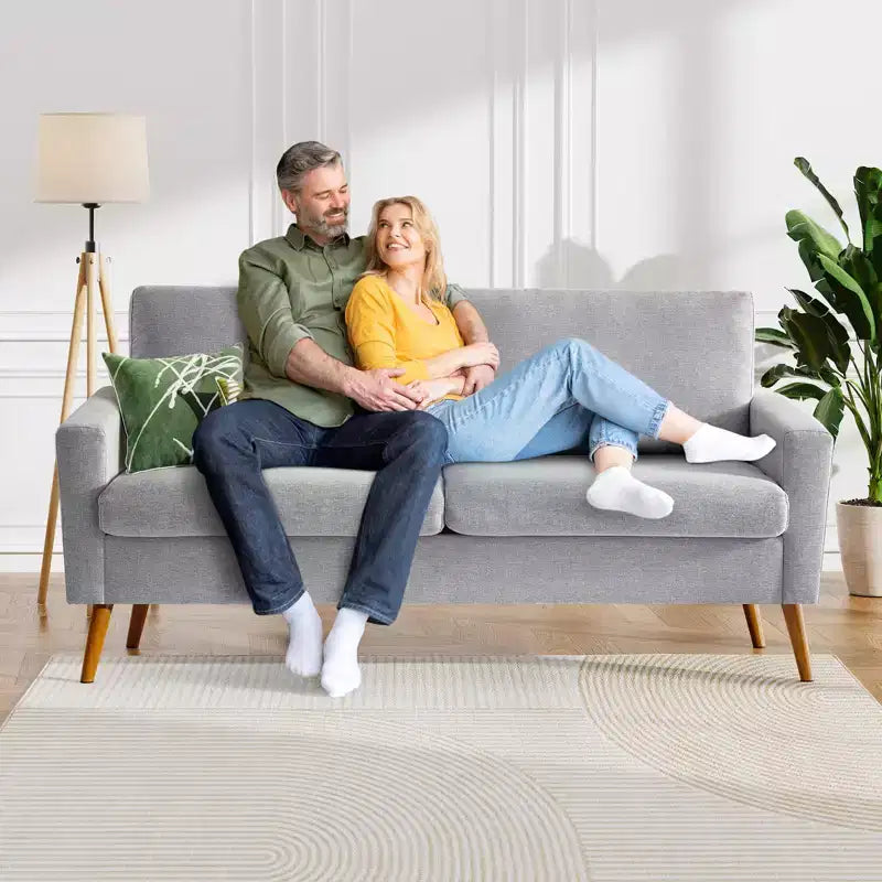 Causeuse en velours côtelé de style moderne du milieu du siècle de 173 cm avec coussin à ressorts