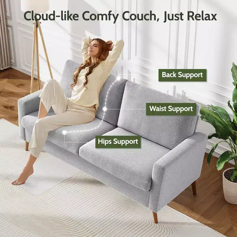 Causeuse en velours côtelé de style moderne du milieu du siècle de 173 cm avec coussin à ressorts