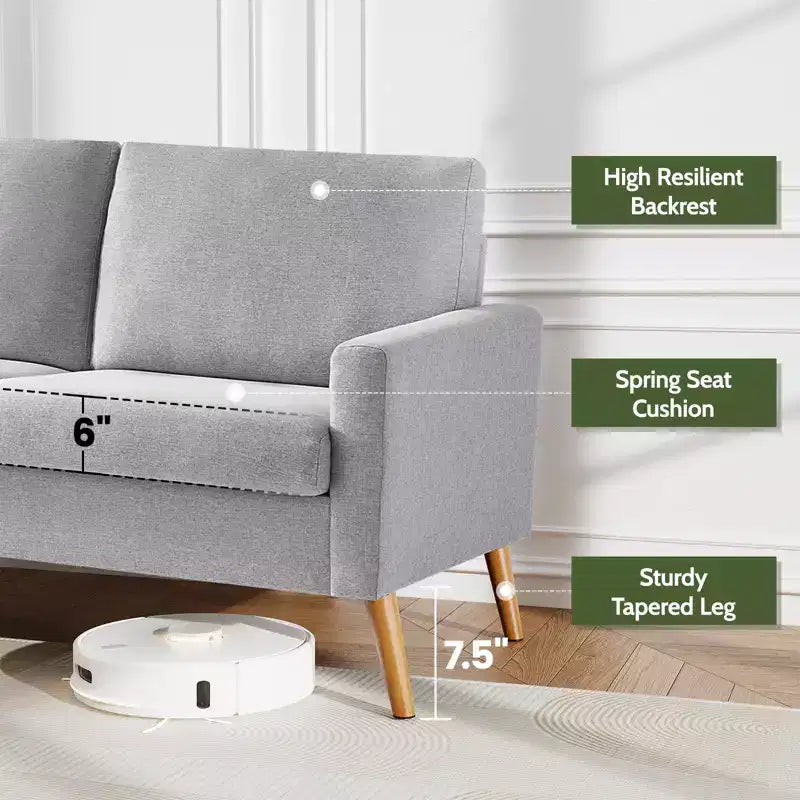 Causeuse en velours côtelé de style moderne du milieu du siècle de 173 cm avec coussin à ressorts