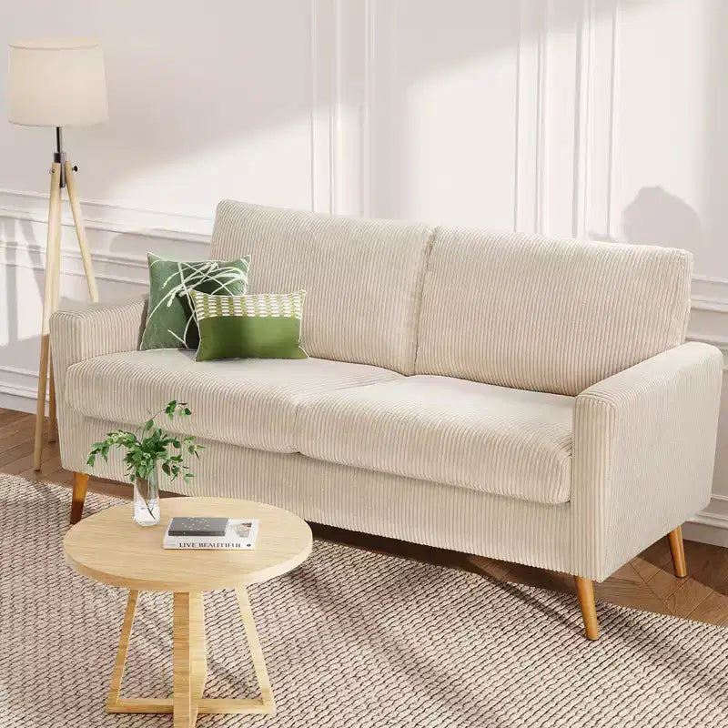 Causeuse en velours côtelé de style moderne du milieu du siècle de 173 cm avec coussin à ressorts