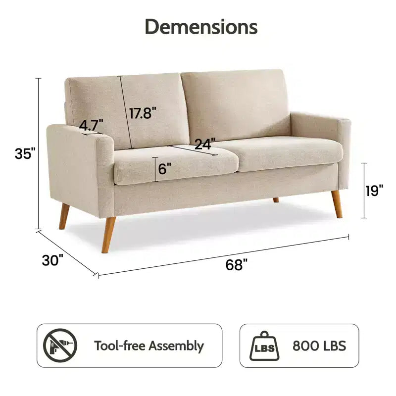 Causeuse en velours côtelé de style moderne du milieu du siècle de 173 cm avec coussin à ressorts