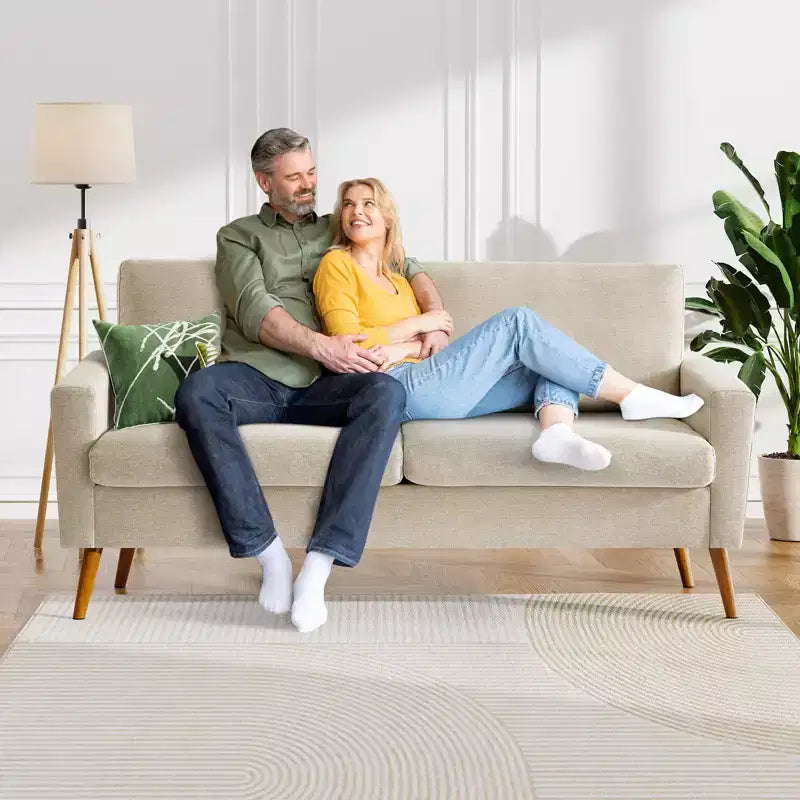 Causeuse en velours côtelé de style moderne du milieu du siècle de 173 cm avec coussin à ressorts