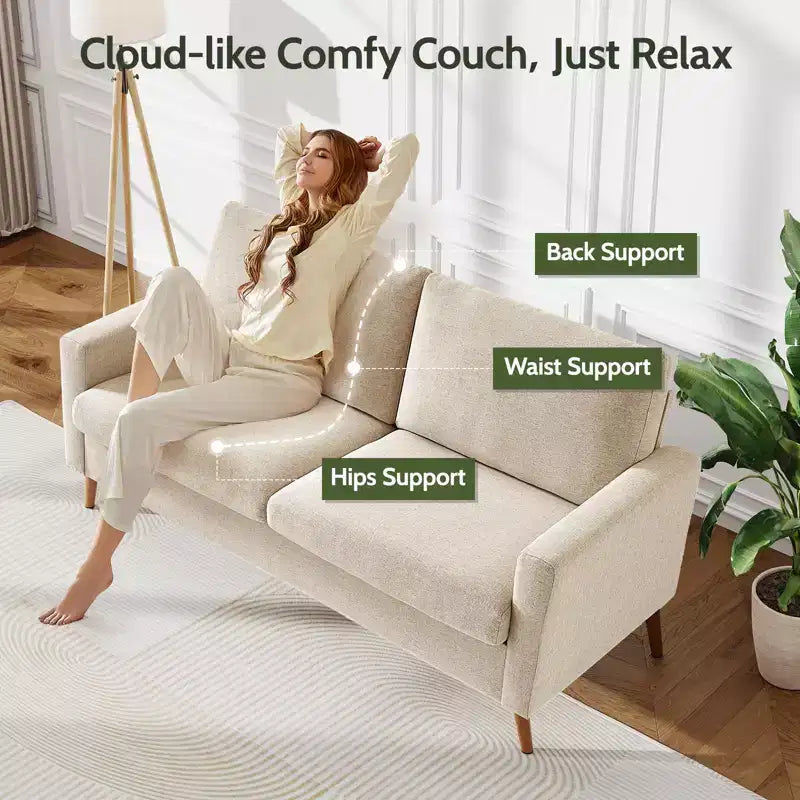 Causeuse en velours côtelé de style moderne du milieu du siècle de 173 cm avec coussin à ressorts