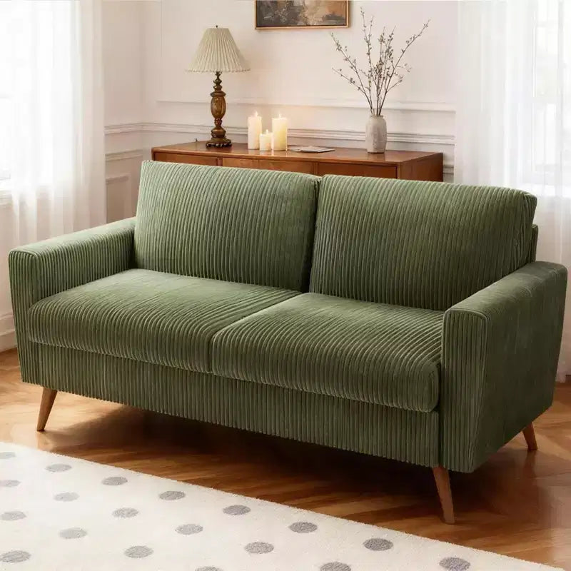 Causeuse en velours côtelé de style moderne du milieu du siècle de 173 cm avec coussin à ressorts