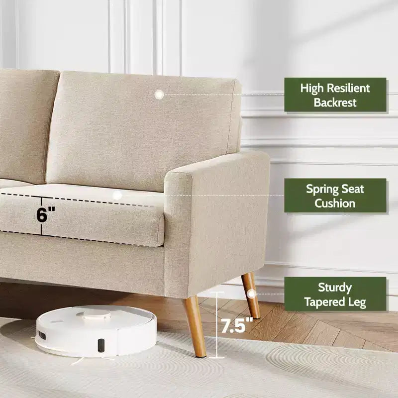 Causeuse en velours côtelé de style moderne du milieu du siècle de 173 cm avec coussin à ressorts