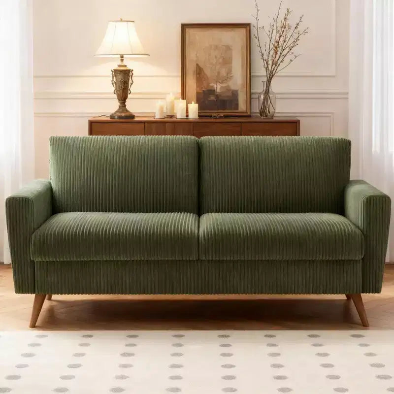 Causeuse en velours côtelé de style moderne du milieu du siècle de 173 cm avec coussin à ressorts