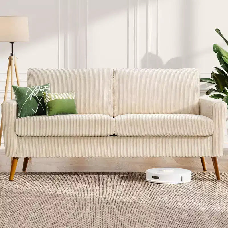Causeuse en velours côtelé de style moderne du milieu du siècle de 173 cm avec coussin à ressorts