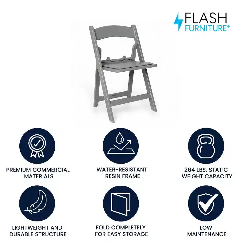 Chaise pliante en résine pour enfants Flash Furniture avec siège rembourré en vinyle