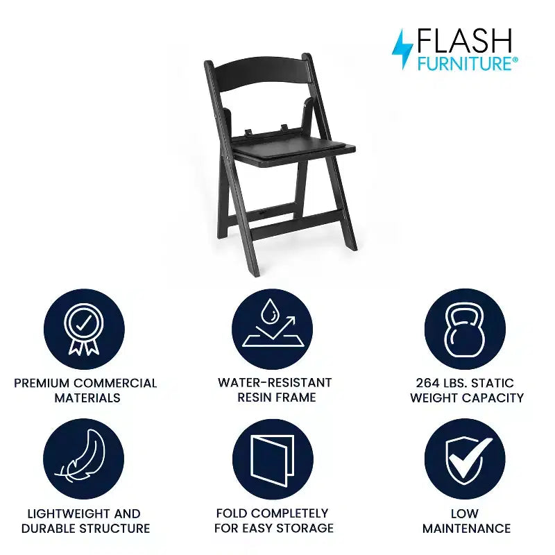 Chaise pliante en résine pour enfants Flash Furniture avec siège rembourré en vinyle