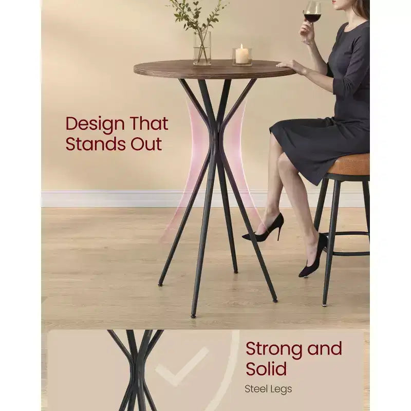 23,6 Table haute ronde – Table de cocktail X-Leg pour cuisine/fête, cadre métallique robuste, assemblage facile