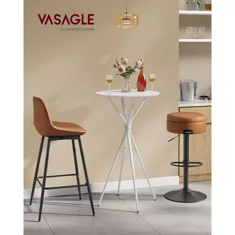 23,6 Table haute ronde – Table de cocktail X-Leg pour cuisine/fête, cadre métallique robuste, assemblage facile