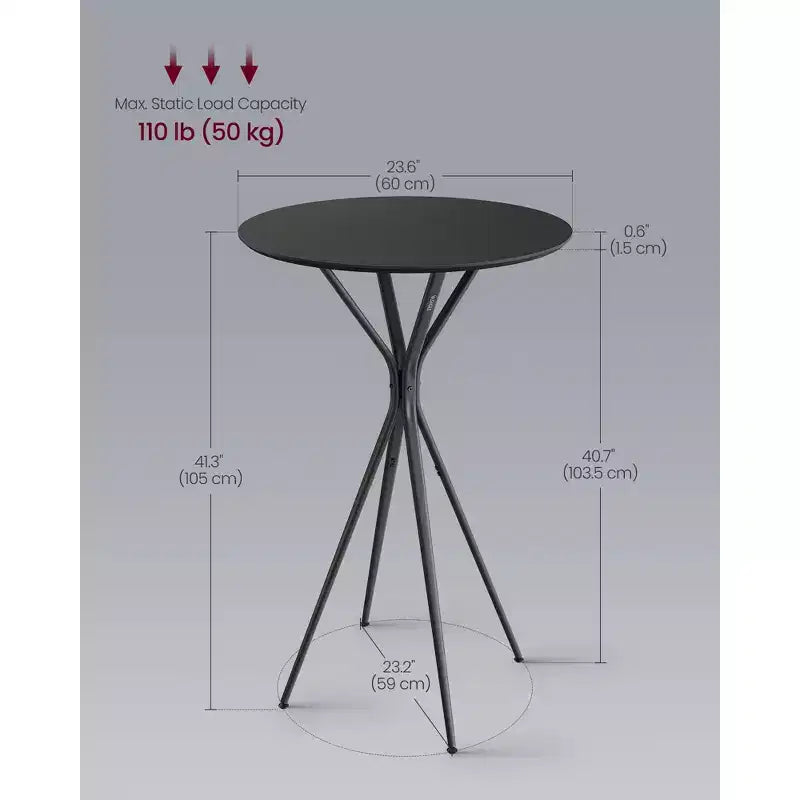 23,6 Table haute ronde – Table de cocktail X-Leg pour cuisine/fête, cadre métallique robuste, assemblage facile