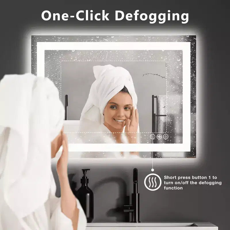 Miroir de salle de bain avec double source lumineuse et trois modes d'éclairage