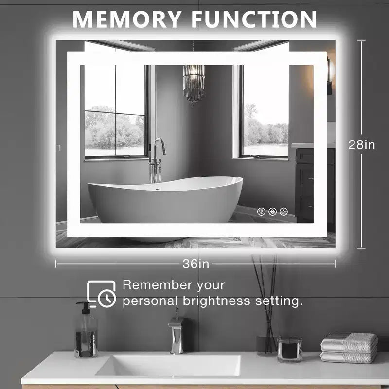 Miroir de salle de bain avec double source lumineuse et trois modes d'éclairage