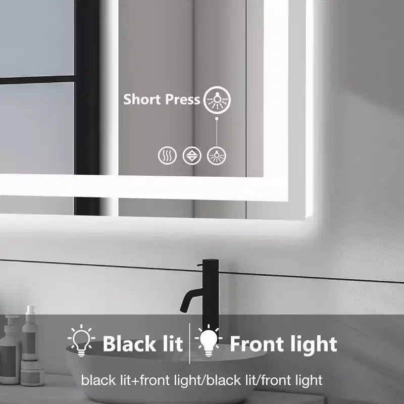Miroir de salle de bain avec double source lumineuse et trois modes d'éclairage