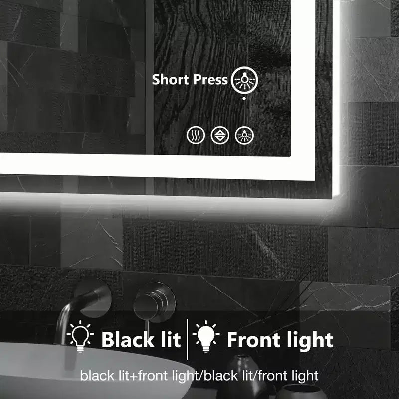 Miroir de salle de bain avec double source lumineuse et trois modes d'éclairage