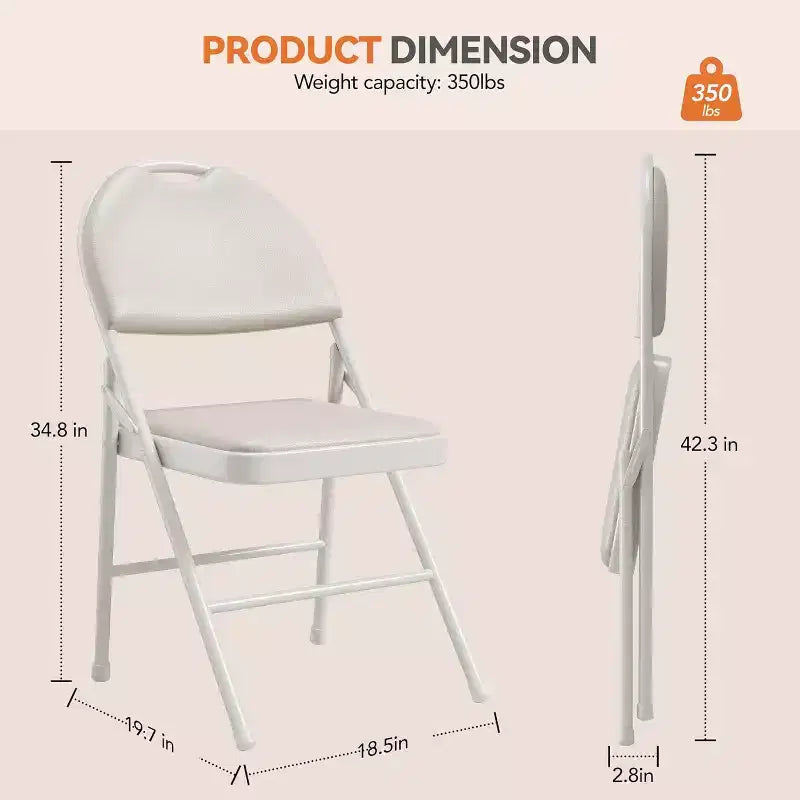 Chaise pliable en métal avec pieds antidérapants, chaises de fête en PU pour l'intérieur et l'extérieur, salon, salle à manger, lot de 1