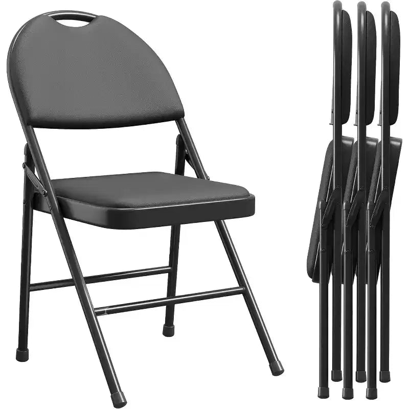 Chaise pliable en métal avec pieds antidérapants, chaises de fête en PU pour l'intérieur et l'extérieur, salon, salle à manger, lot de 1