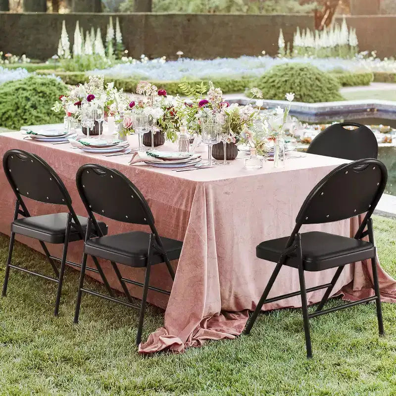 Chaise pliable en métal avec pieds antidérapants, chaises de fête en PU pour l'intérieur et l'extérieur, salon, salle à manger, lot de 1