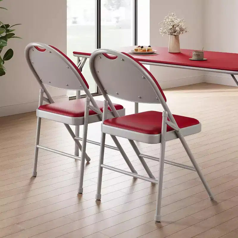 Chaise pliable en métal avec pieds antidérapants, chaises de fête en PU pour l'intérieur et l'extérieur, salon, salle à manger, lot de 1