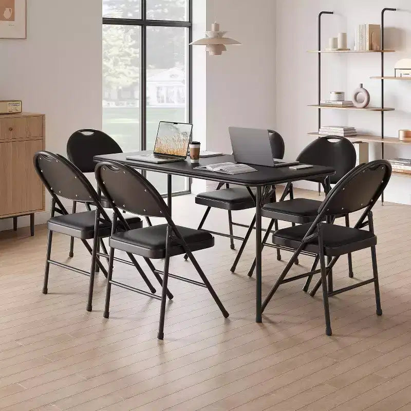Chaise pliable en métal avec pieds antidérapants, chaises de fête en PU pour l'intérieur et l'extérieur, salon, salle à manger, lot de 1