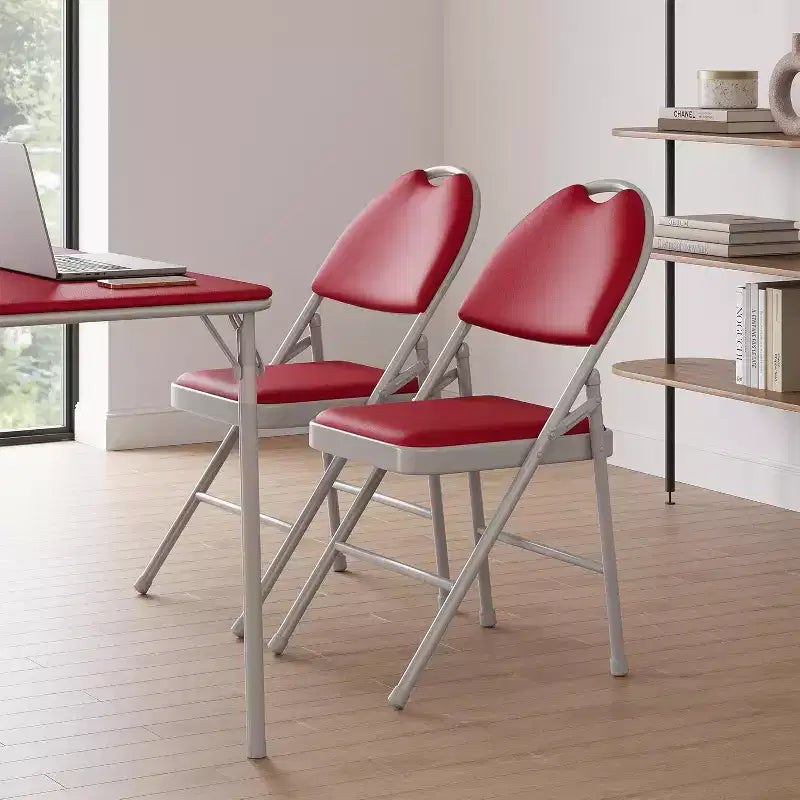 Chaise pliable en métal avec pieds antidérapants, chaises de fête en PU pour l'intérieur et l'extérieur, salon, salle à manger, lot de 1