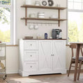 Buffet de ferme de 42 po avec rangement, meuble de bar à café avec 3 tiroirs, buffet pour cuisine, salle à manger, salon, blanc
