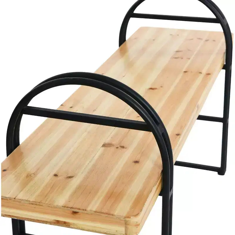 Banc en bois et métal - Entrée et salon de style bohème moderne