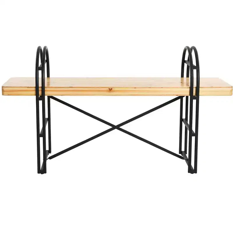 Banc en bois et métal - Entrée et salon de style bohème moderne
