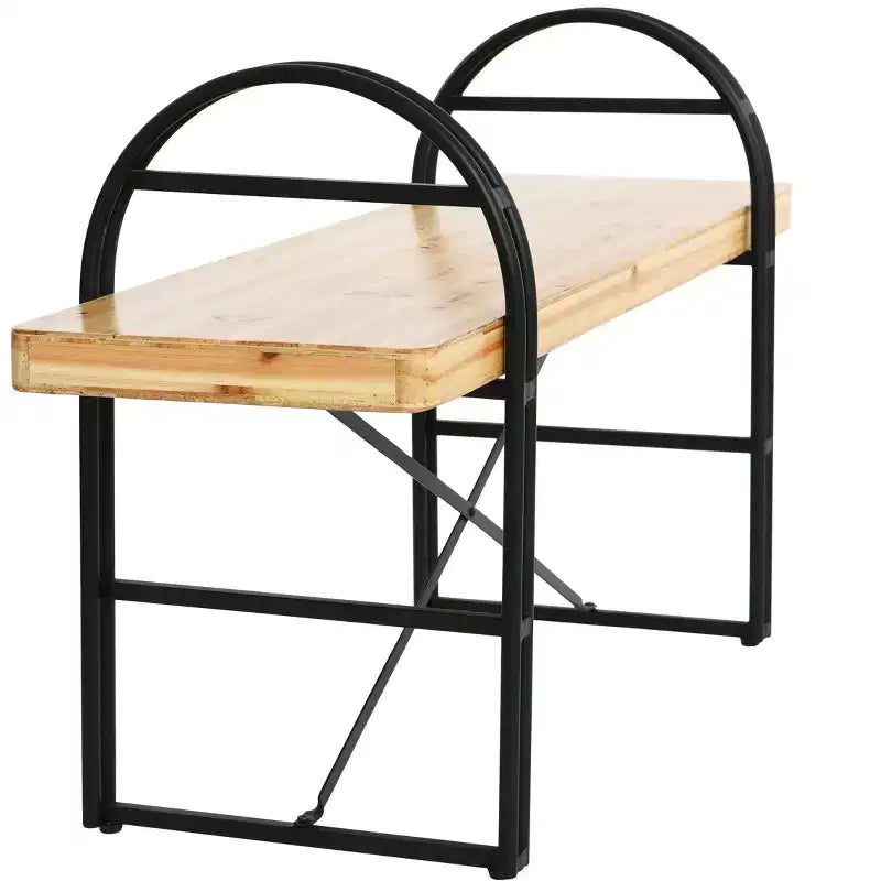 Banc en bois et métal - Entrée et salon de style bohème moderne