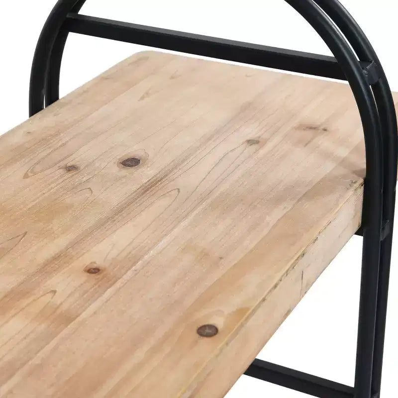 Banc en bois et métal - Entrée et salon de style bohème moderne