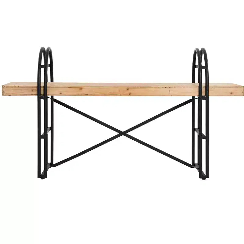 Banc en bois et métal - Entrée et salon de style bohème moderne