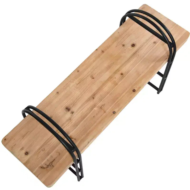 Banc en bois et métal - Entrée et salon de style bohème moderne