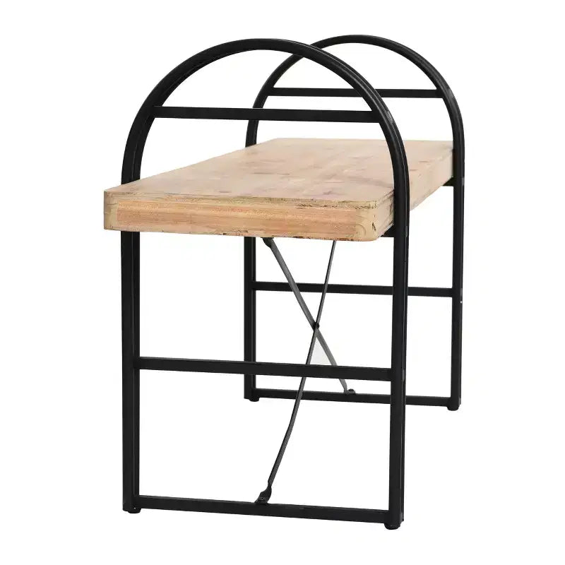 Banc en bois et métal - Entrée et salon de style bohème moderne