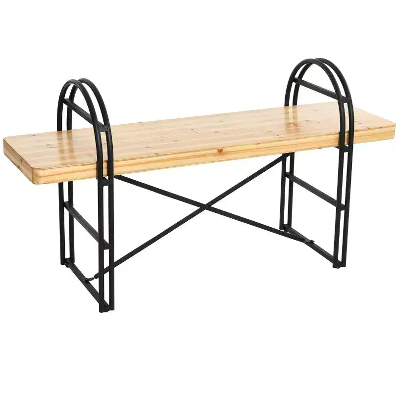 Banc en bois et métal - Entrée et salon de style bohème moderne