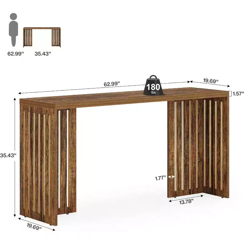 Table de pub de 160 cm de hauteur de comptoir avec base à persiennes - Grise, pour espace restreint