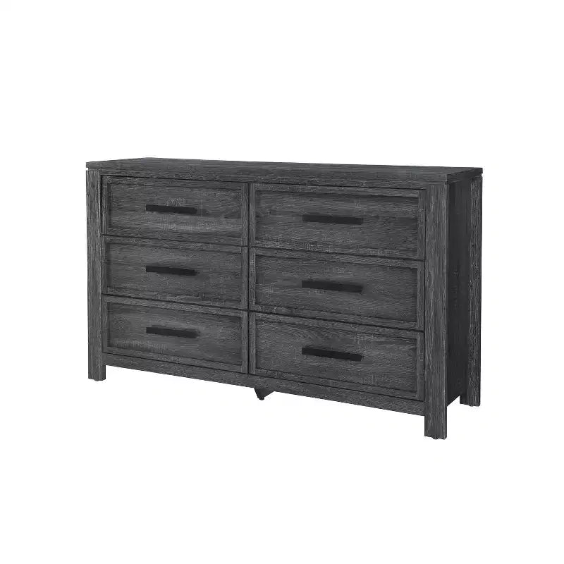 Commode horizontale 4 tiroirs en bois - Finition grise