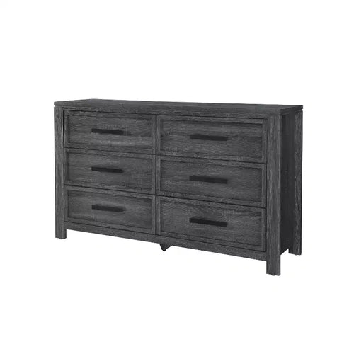 Commode horizontale 4 tiroirs en bois - Finition grise