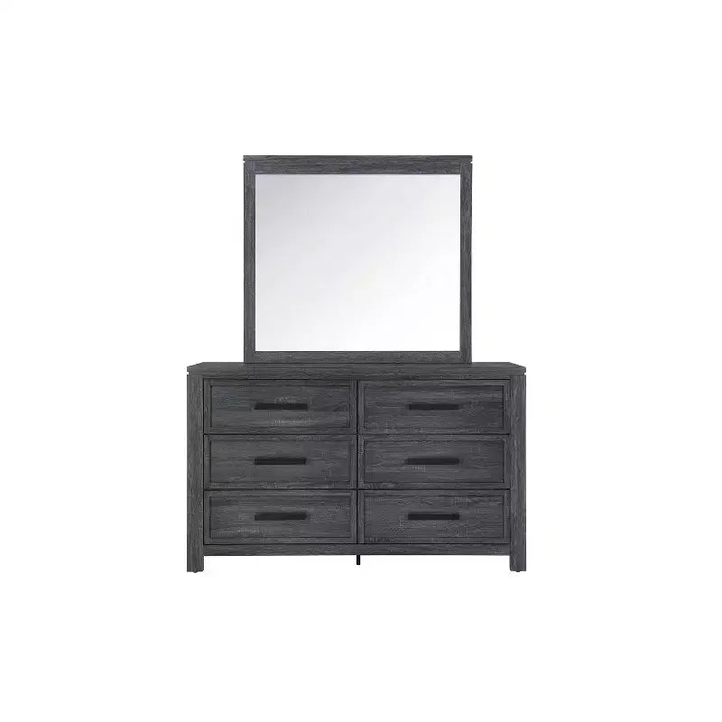 Commode horizontale 4 tiroirs en bois - Finition grise