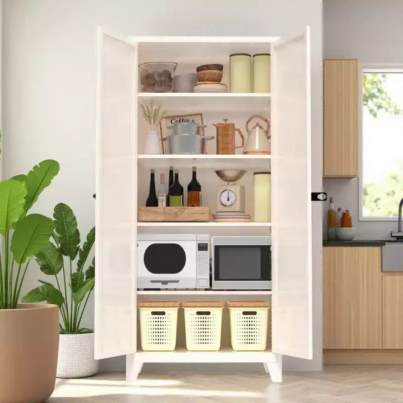 70 Armoire de rangement haute en métal avec portes verrouillables et étagères réglables, Armoire de cuisine, Armoire de rangement de garage pour outils et vêtements pour la maison et le bureau