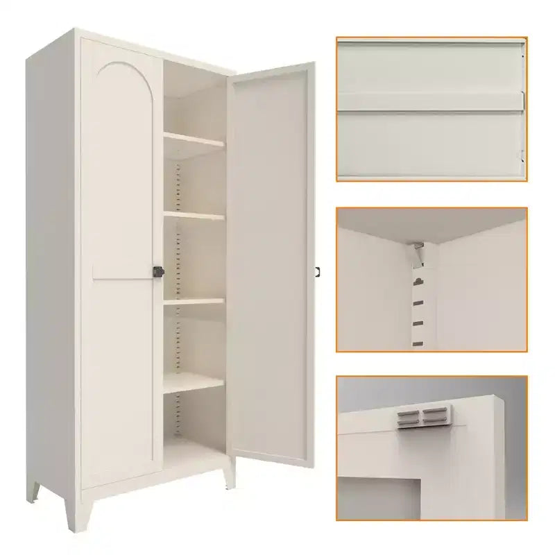 70 Armoire de rangement haute en métal avec portes verrouillables et étagères réglables, Armoire de cuisine, Armoire de rangement de garage pour outils et vêtements pour la maison et le bureau