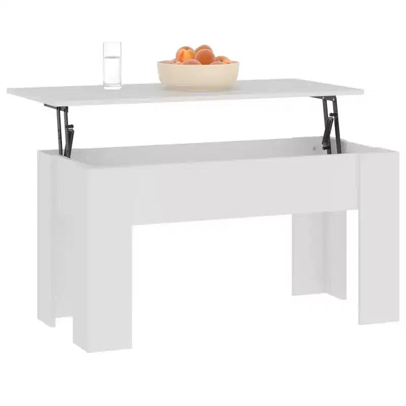 Table basse blanche en bois composite, taille moyenne, réglable