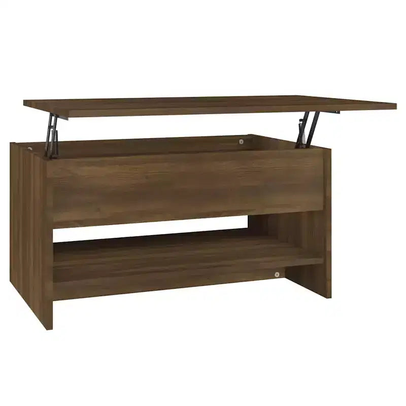Table basse chêne marron, bois d'ingénierie, hauteur standard réglable