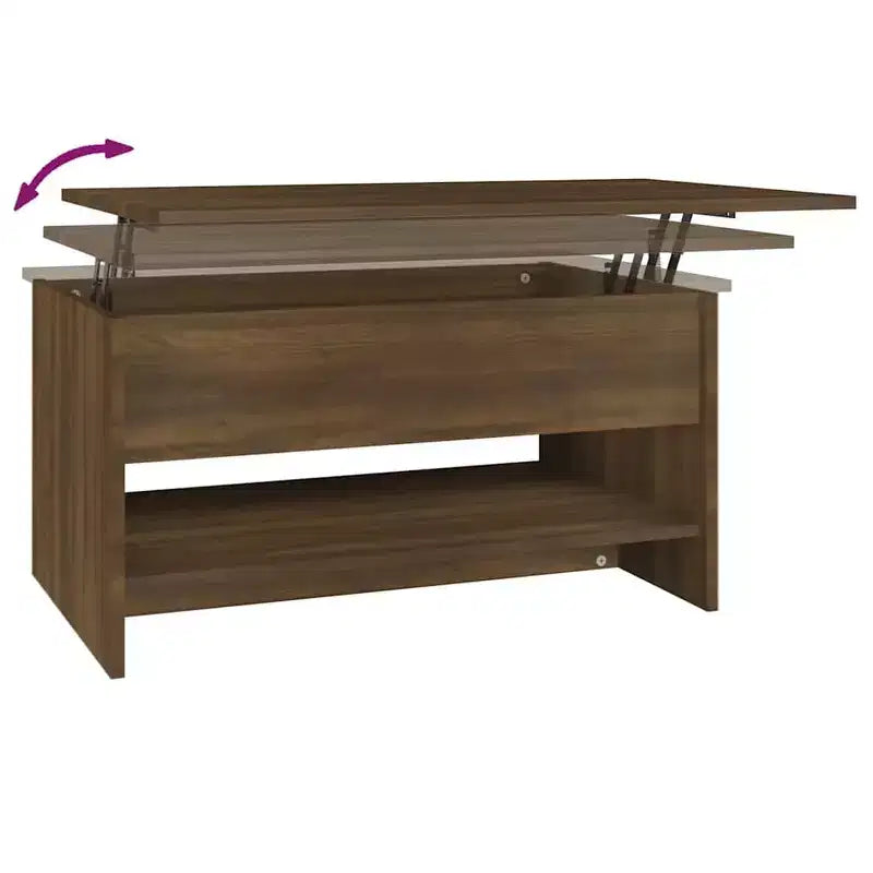 Table basse chêne marron, bois d'ingénierie, hauteur standard réglable